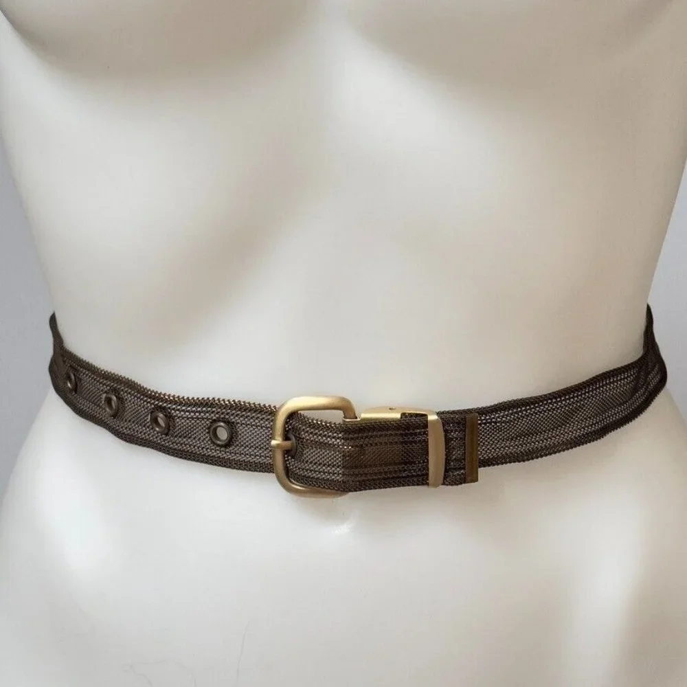 LIMITED Vintage Brown Brushed Metal Mesh Adjustable Belt Women's Size Large - Picture 7 of 7
